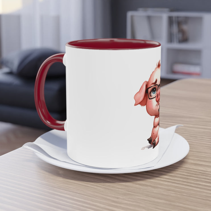 Harmony Two-Tone Coffee Mug: Sip in Style, Revel in Comfort - Pig