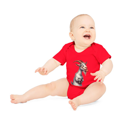 SnuggleNest Organic Baby Bodysuit (Short Sleeves) Goat