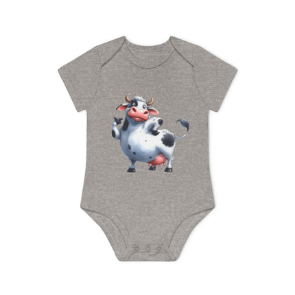 SnuggleNest Organic Baby Bodysuit (Short Sleeves) Cow