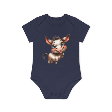 SnuggleNest Organic Baby Bodysuit (Short Sleeves) Donkey