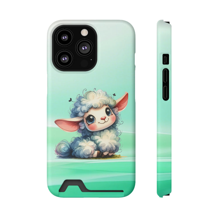 EnchantGuard Phone Case with Card Holder: Style Meets Functionality - Sheep