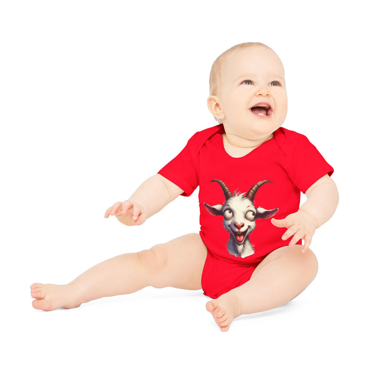 SnuggleNest Organic Baby Bodysuit (Short Sleeves) Goat