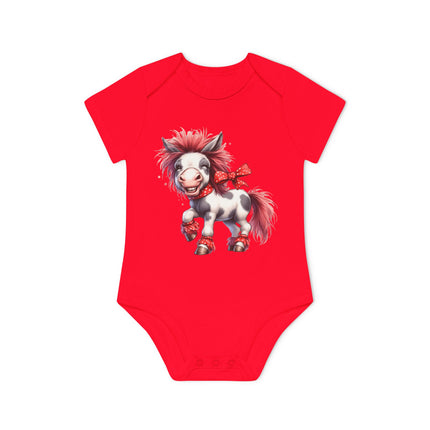 SnuggleNest Organic Baby Bodysuit (Short Sleeves) Horse