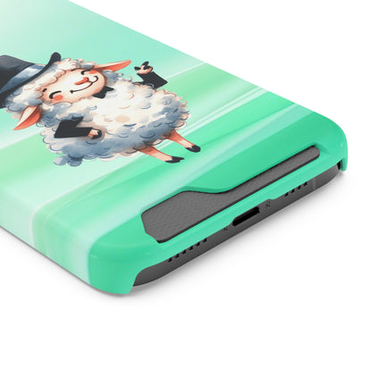 EnchantGuard Phone Case with Card Holder: Style Meets Functionality - Sheep