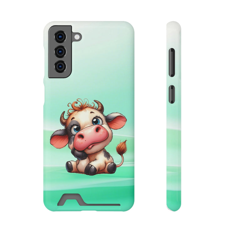 EnchantGuard Phone Case with Card Holder: Style Meets Functionality - Cow