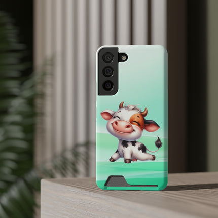 EnchantGuard Phone Case with Card Holder: Style Meets Functionality - Cow