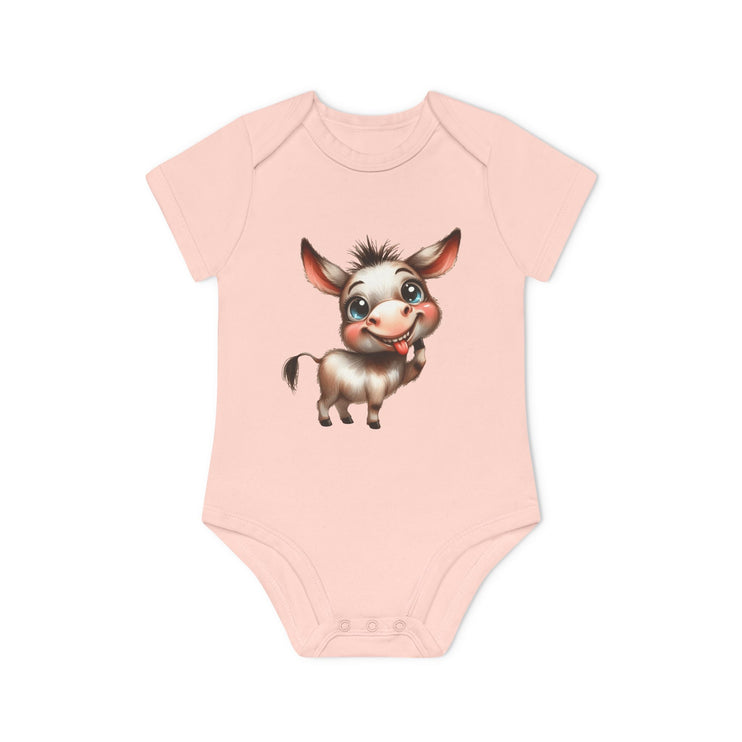 SnuggleNest Organic Baby Bodysuit (Short Sleeves) Donkey