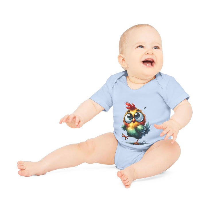 SnuggleNest Organic Baby Bodysuit (Short Sleeves) Chicken