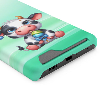 EnchantGuard Phone Case with Card Holder: Style Meets Functionality - Cow