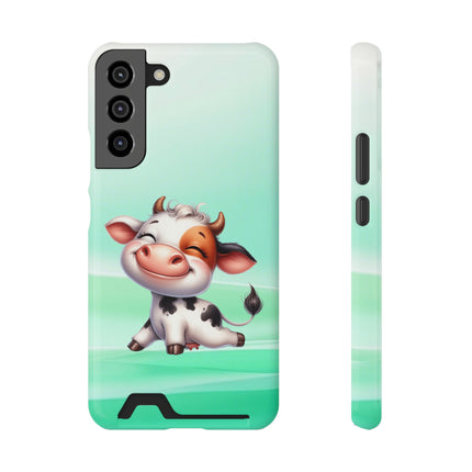 EnchantGuard Phone Case with Card Holder: Style Meets Functionality - Cow