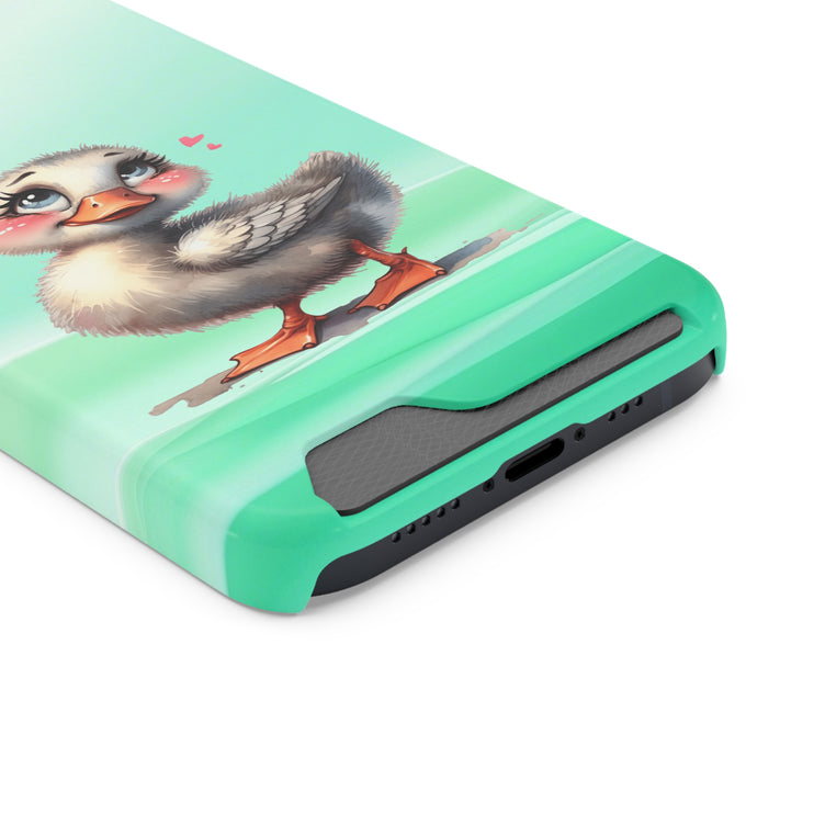 EnchantGuard Phone Case with Card Holder: Style Meets Functionality - Duck