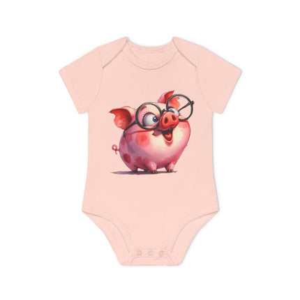 SnuggleNest Organic Baby Bodysuit (Short Sleeves) Pig