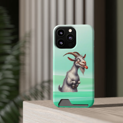 EnchantGuard Phone Case with Card Holder: Style Meets Functionality - Goat