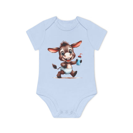 SnuggleNest Organic Baby Bodysuit (Short Sleeves) Donkey