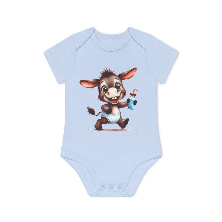 SnuggleNest Organic Baby Bodysuit (Short Sleeves) Donkey