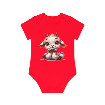 SnuggleNest Organic Baby Bodysuit (Short Sleeves) Goat