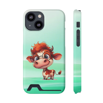 EnchantGuard Phone Case with Card Holder: Style Meets Functionality - Cow