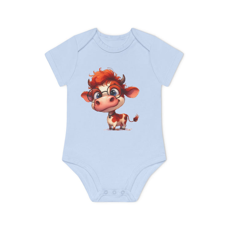 SnuggleNest Organic Baby Bodysuit (Short Sleeves) Cow