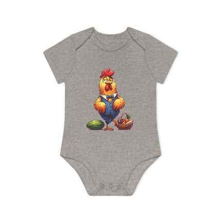 SnuggleNest Organic Baby Bodysuit (Short Sleeves) Rooster