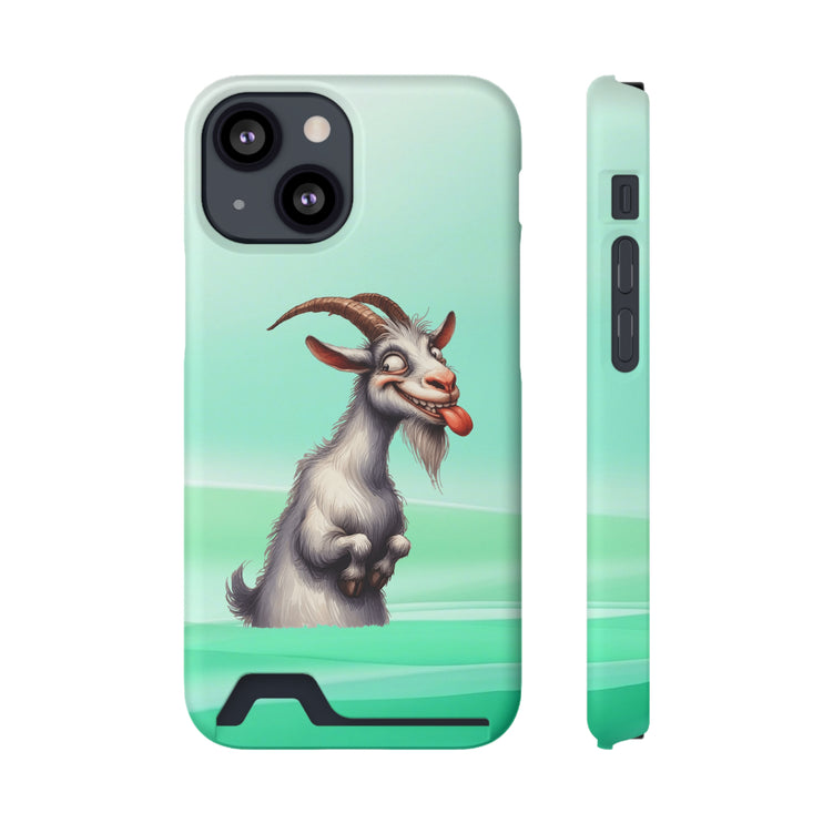 EnchantGuard Phone Case with Card Holder: Style Meets Functionality - Goat