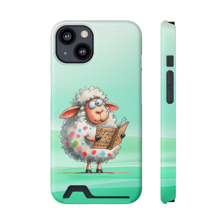 EnchantGuard Phone Case with Card Holder: Style Meets Functionality - Sheep