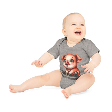 SnuggleNest Organic Baby Bodysuit (Short Sleeves) Pig