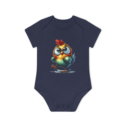 SnuggleNest Organic Baby Bodysuit (Short Sleeves) Chicken