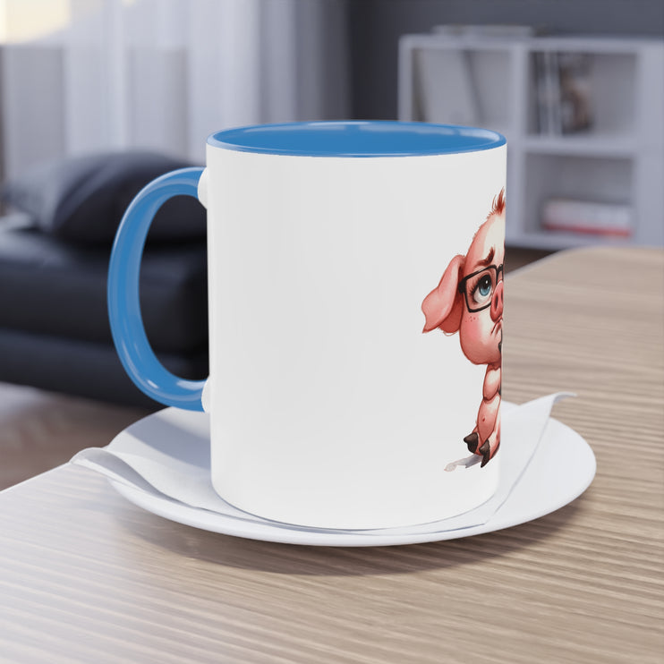 Harmony Two-Tone Coffee Mug: Sip in Style, Revel in Comfort - Pig