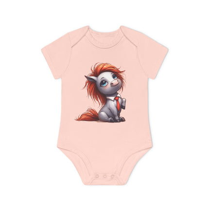 SnuggleNest Organic Baby Bodysuit (Short Sleeves) Horse