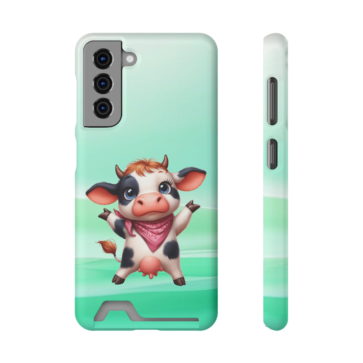 EnchantGuard Phone Case with Card Holder: Style Meets Functionality - Cow