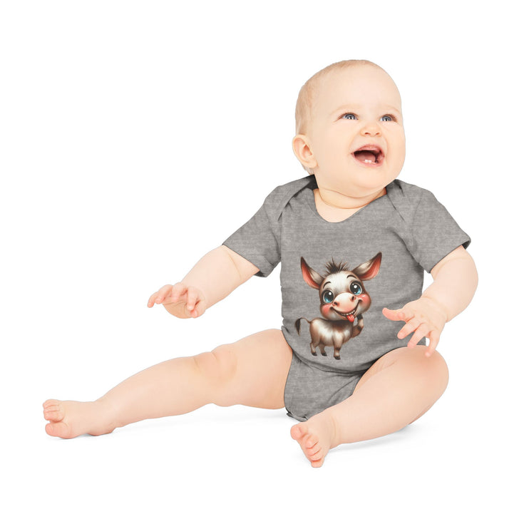 SnuggleNest Organic Baby Bodysuit (Short Sleeves) Donkey