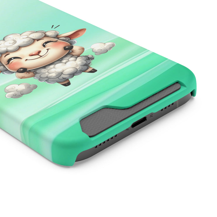 EnchantGuard Phone Case with Card Holder: Style Meets Functionality - Sheep