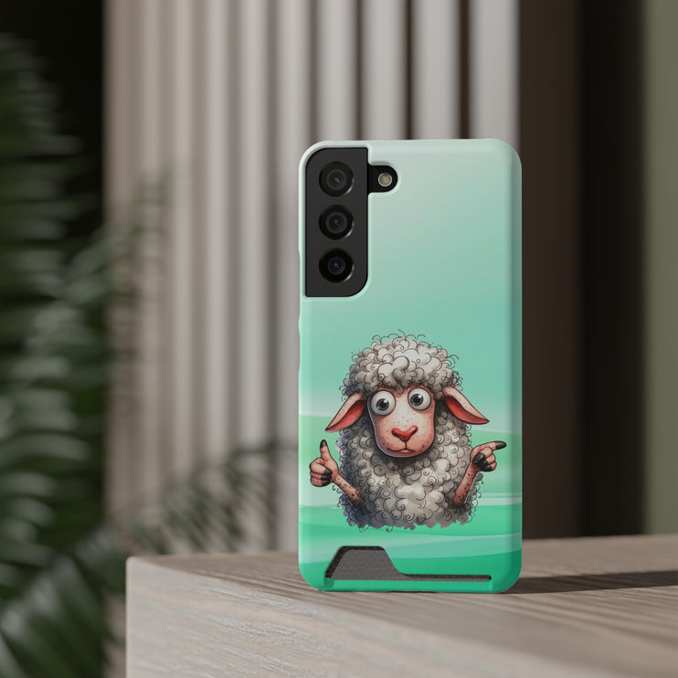 EnchantGuard Phone Case with Card Holder: Style Meets Functionality - Sheep