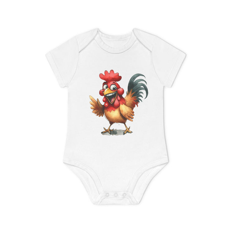 SnuggleNest Organic Baby Bodysuit (Short Sleeves) Rooster