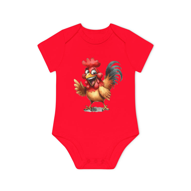 SnuggleNest Organic Baby Bodysuit (Short Sleeves) Rooster