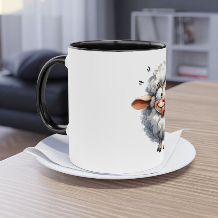 Harmony Two-Tone Coffee Mug: Sip in Style, Revel in Comfort - Sheep