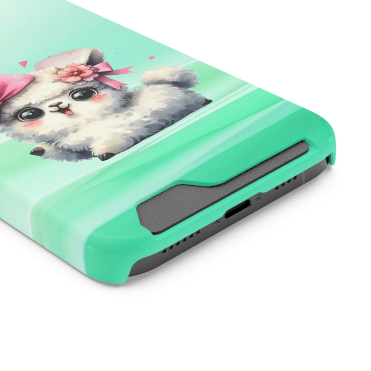 EnchantGuard Phone Case with Card Holder: Style Meets Functionality - Sheep