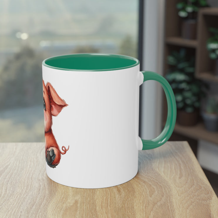 Harmony Two-Tone Coffee Mug: Sip in Style, Revel in Comfort - Pig