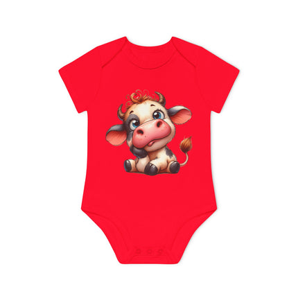 SnuggleNest Organic Baby Bodysuit (Short Sleeves) Cow