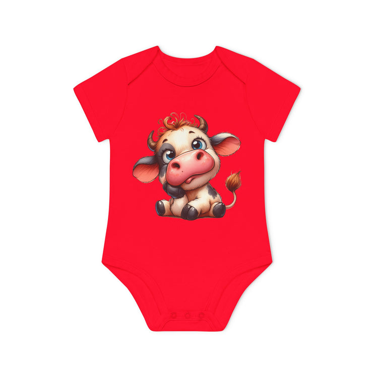 SnuggleNest Organic Baby Bodysuit (Short Sleeves) Cow