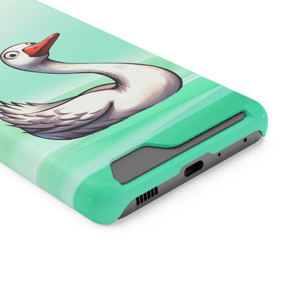 EnchantGuard Phone Case with Card Holder: Style Meets Functionality - Swan