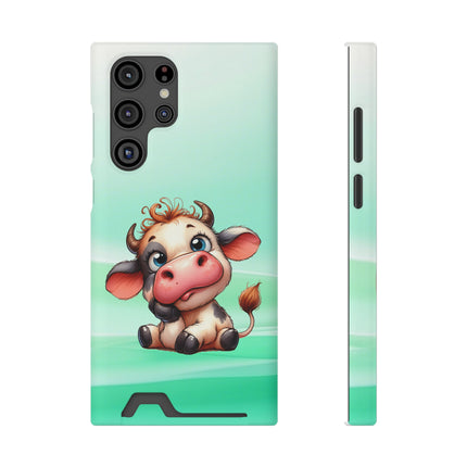 EnchantGuard Phone Case with Card Holder: Style Meets Functionality - Cow