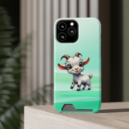 EnchantGuard Phone Case with Card Holder: Style Meets Functionality - Goat