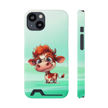 EnchantGuard Phone Case with Card Holder: Style Meets Functionality - Cow