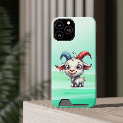 EnchantGuard Phone Case with Card Holder: Style Meets Functionality - Goat