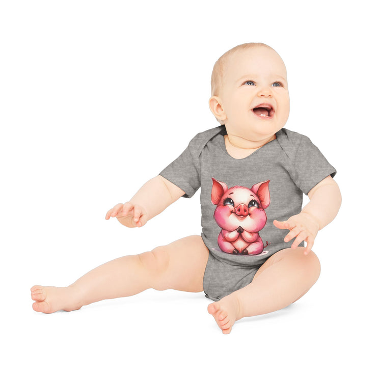 SnuggleNest Organic Baby Bodysuit (Short Sleeves) Pig