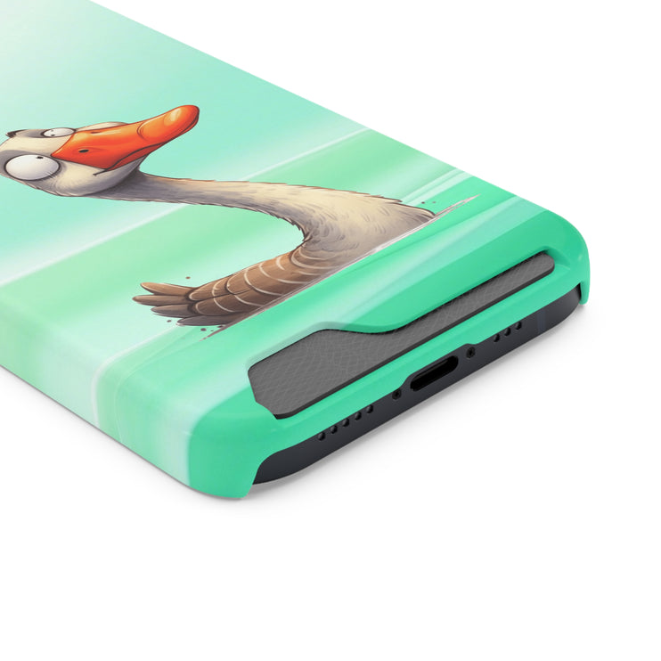 EnchantGuard Phone Case with Card Holder: Style Meets Functionality - Swan