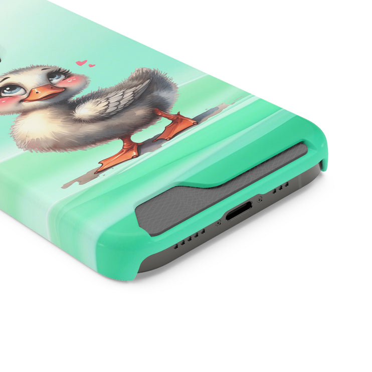 EnchantGuard Phone Case with Card Holder: Style Meets Functionality - Duck