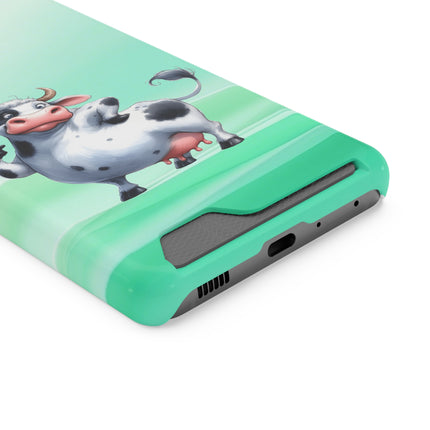 EnchantGuard Phone Case with Card Holder: Style Meets Functionality - Cow