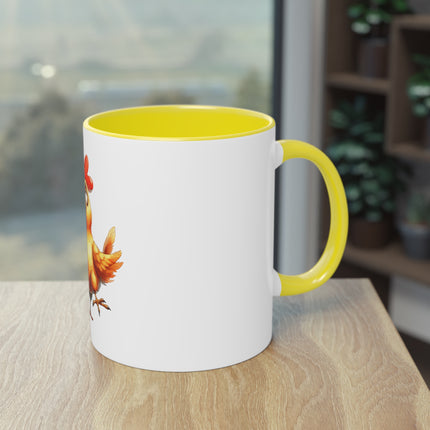 Harmony Two-Tone Coffee Mug: Sip in Style, Revel in Comfort - Chicken